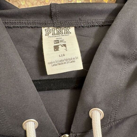 PINK Victorias Secret Black MLB Oakland A's Pullover Windbreaker Jacket Large - Picture 3 of 8